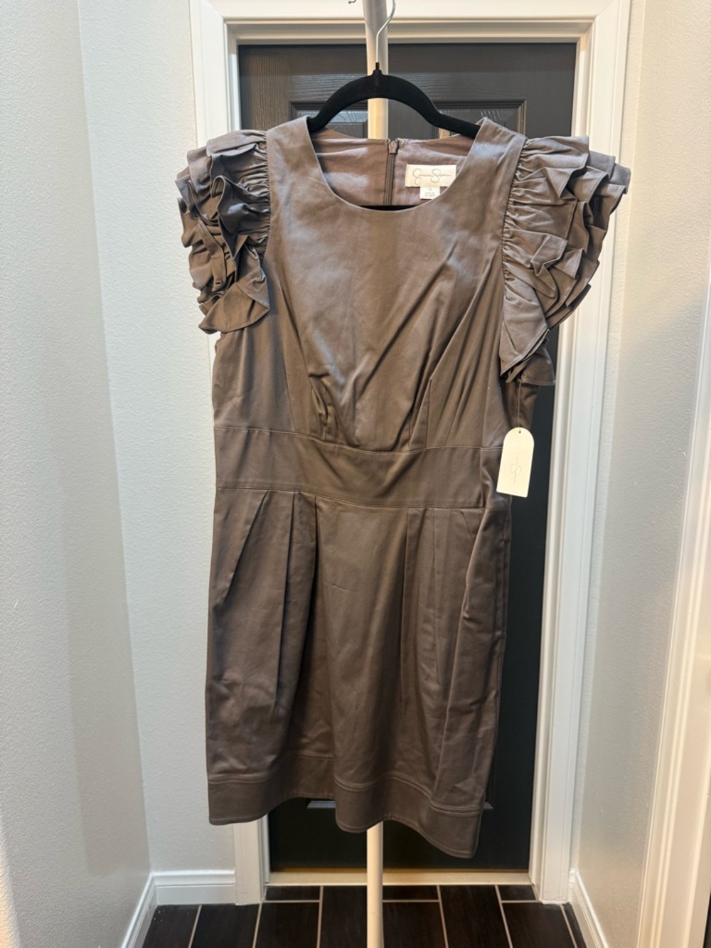Jessica Simpson Gray Ruffle Sleeve Mini Dress - Picture 2 of 5
